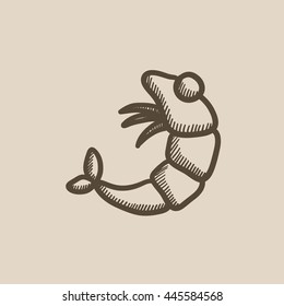 Shrimps, Vektorgrafik Symbol einzeln auf Hintergrund. Handgezeichnete Shrimps-Ikone. Shrimps Sketch Symbol für Infografik, Website oder App.