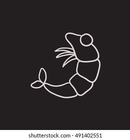 Icono de esbozo vectorial de camarón aislado en el fondo. Icono de camarón dibujado a mano. Icono de sketch de camarones para infografía, sitio web o aplicación.