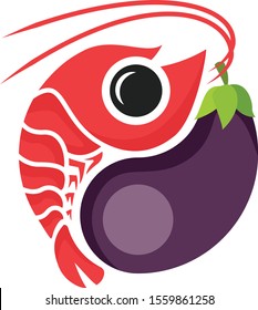 Shrimp and Vegetable symbol in Ying Yang shape