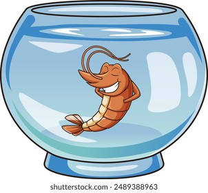 Shrimp in water tank vector illustration