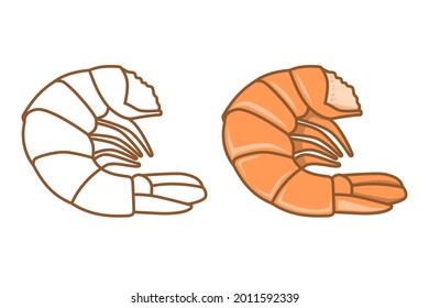 Shrimp without head vector cartoon simple