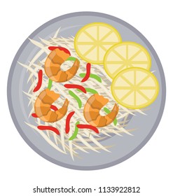 
Shrimps along with some veggies denoting icon for seafood salad 
