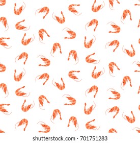 Shrimps colorful seamless vector pattern
