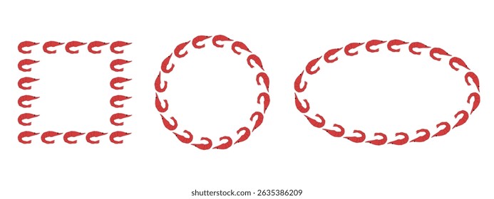 Ilustração do vetor de moldura vazia de camarão. Perfeito em branco Shrimp Frame modelo design. Vetor para comida cartaz tampa do restaurante e histórias de mídia social design EPS 10