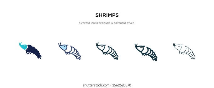 shrimps icon in different style vector illustration. two colored and black shrimps vector icons designed in filled, outline, line and stroke style can be used for web, mobile, ui