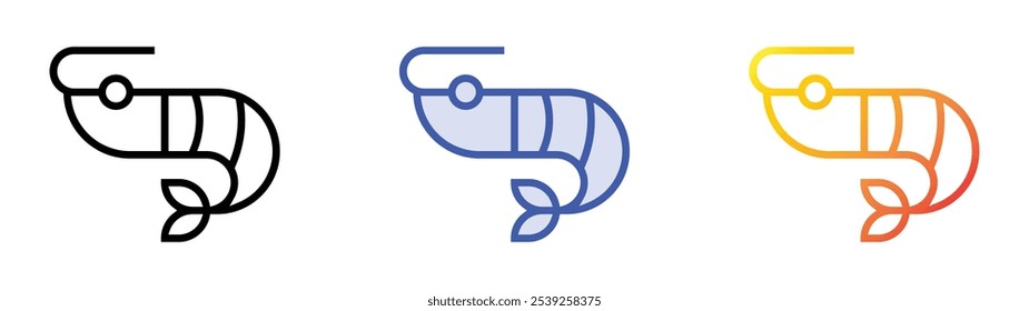 shrimps icon. Linear, Blue Fill and Gradient Style Design Isolated On White Background