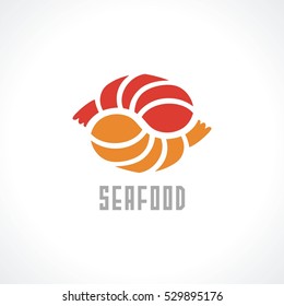 Shrimps isolated vector icon. Seafood icon. Logo for restaurant. Vector illustration