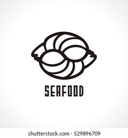 Shrimps isolated vector icon. Seafood icon. Logo for restaurant. Vector illustration