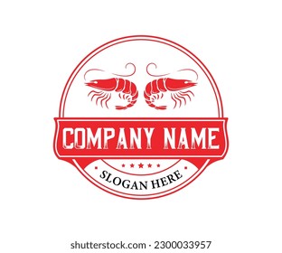 Shrimps logo design with different elements retro style