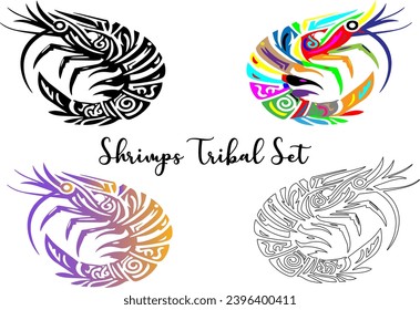 Shrimps Tribal Set for tatto anc cutting stickers
