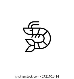 Shrimps vector icont in linear, outline icon isolated on white background