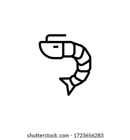Shrimps vector icont in linear, outline icon isolated on white background