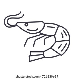 shrimp,seafood vector line icon, sign, illustration on background, editable strokes