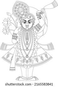 Shrinathji or Lord Krishna as Pichwai folk painting