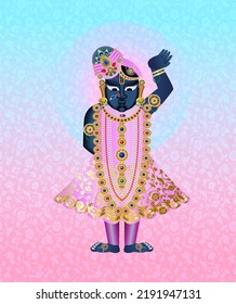 Shrinathji Or Lord Krishna As Pichwai Folk Painting
