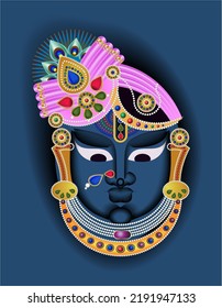 Shrinathji or Lord Krishna as Pichwai folk painting
