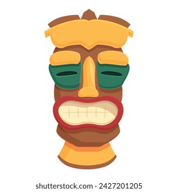 Shrine aztec maya icon cartoon vector. Totem statue. Design face art