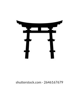 Shrine Gate with Elegant Curved Supports and Traditional Design
