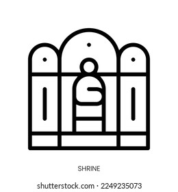shrine icon. Line Art Style Design Isolated On White Background