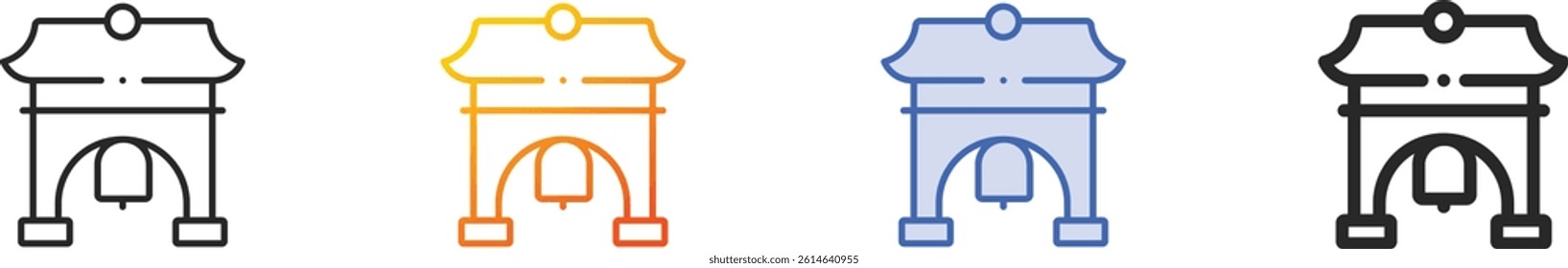 shrine icon.Thin Linear, Gradient, Blue Stroke and bold Style Design Isolated On White Background