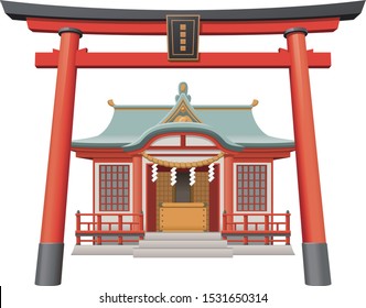 Shrine illustrations vector data Japan