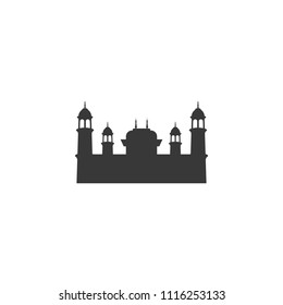 Shrine of Itemad-ud-Daula, vector illustration, flat silhouette, isolated element, black, white