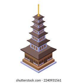 Shrine pagoda icon isometric vector. Asian building. City temple