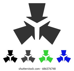Shrink Arrows flat vector illustration. Colored shrink arrows gray, black, blue, green pictogram variants. Flat icon style for application design.