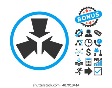 Shrink Arrows icon with bonus elements. Vector illustration style is flat iconic bicolor symbols, blue and gray colors, white background.