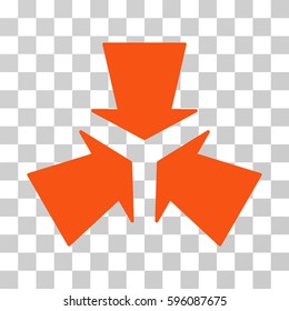 Shrink Arrows icon. Vector illustration style is flat iconic symbol, orange color, transparent background. Designed for web and software interfaces.