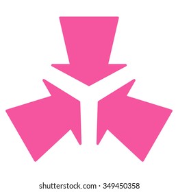 Shrink Arrows vector icon. Style is flat symbol, pink color, rounded angles, white background.