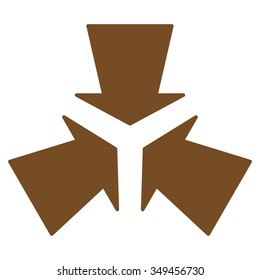 Shrink Arrows vector icon. Style is flat symbol, brown color, rounded angles, white background.