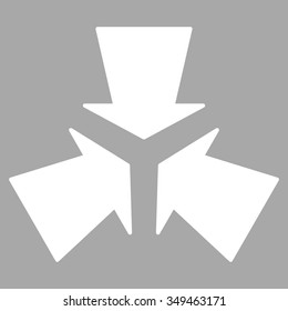 Shrink Arrows vector icon. Style is flat symbol, white color, rounded angles, silver background.