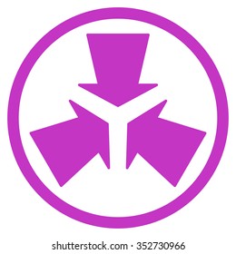 Shrink Arrows Vector Icon. Style Is Flat Circled Symbol, Violet Color, Rounded Angles, White Background.