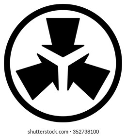 Shrink Arrows vector icon. Style is flat circled symbol, black color, rounded angles, white background.