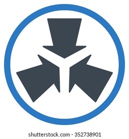 Shrink Arrows vector icon. Style is bicolor flat circled symbol, smooth blue colors, rounded angles, white background.