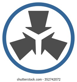 Shrink Arrows vector icon. Style is bicolor flat circled symbol, cobalt and gray colors, rounded angles, white background.