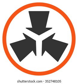 Shrink Arrows vector icon. Style is bicolor flat circled symbol, orange and gray colors, rounded angles, white background.