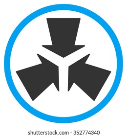 Shrink Arrows vector icon. Style is bicolor flat circled symbol, blue and gray colors, rounded angles, white background.