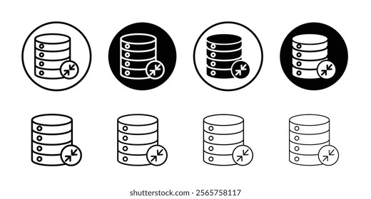 Shrink database icon Black and white outline vector