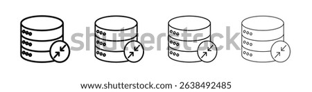 Shrink database icon Outline sign symbol set