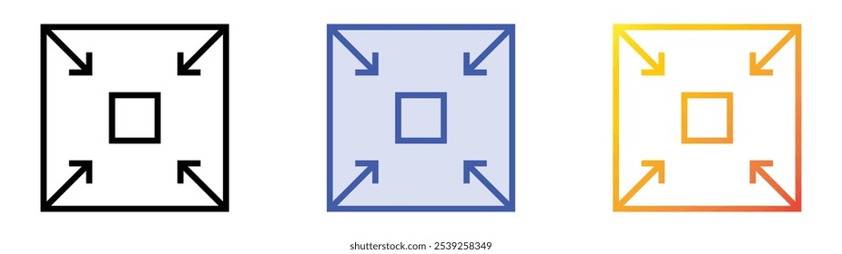 shrink icon. Linear, Blue Fill and Gradient Style Design Isolated On White Background