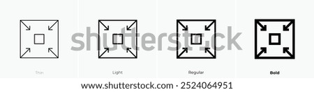 shrink icon. Thin, Light Regular And Bold style design isolated on white background