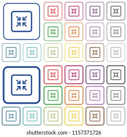 Shrink object color flat icons in rounded square frames. Thin and thick versions included.