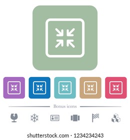 Shrink object white flat icons on color rounded square backgrounds. 6 bonus icons included