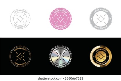 Shrink Resistant logo. Icon, Stamp, Badge, Seal and Symbol vector
