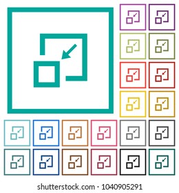 Shrink window flat color icons with quadrant frames on white background