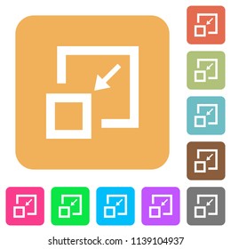 Shrink window flat icons on rounded square vivid color backgrounds.