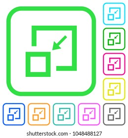 Shrink window vivid colored flat icons in curved borders on white background