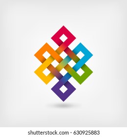 Shrivatsa endless knot in rainbow colors. vector illustration - eps 10